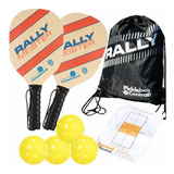 Rally Meister Beginner Wood Pickleball Paddle Set For 2 Play