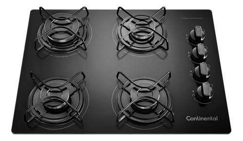 Cooktop A Gás 4 Bocas Bivolt Preto Continental