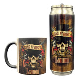 Termo Plata Y Taza Mágica Guns N' Roses Personalizado Acero