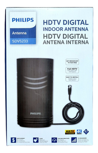 Philips Antena Hdtv Digital Full Hd Fácil Instalacion