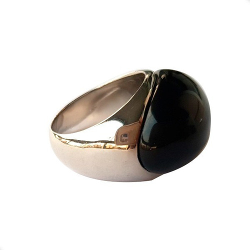 Anillo De Acero Quirurgico Para Hombres Con Piedra Negra 