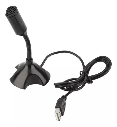 Mini Micrófono Stereo Escritorio Estudio Cable Usb  Negro