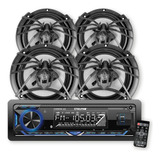 Kit Autoestereo 1 Din Bluetooth Usb + 2 Pares De Bocinas 6.5