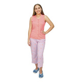 Pijama Conjunto Rosa 2 Piezas Capri Y Pantalón Mujer Dama