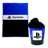 Kit Playstation Manta Ultra-soft Plush+ Balde Pipoca Oficial