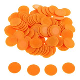 100 Fichas De Bingo Color Naranja  3cm
