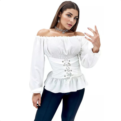 Blusinha Espartilho Ciganinha Feminina Corpete Modelador Top