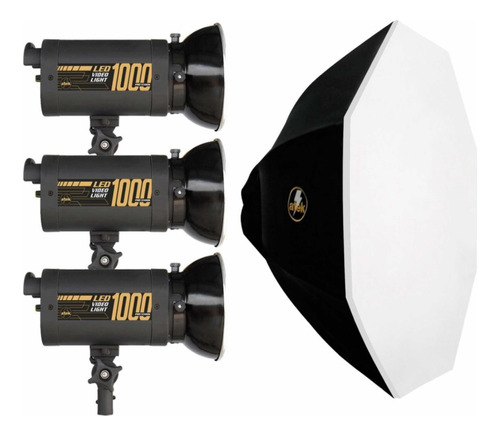 Kit Com 3 Iluminadores Vídeo Light Led 1000 Pró 5500k +