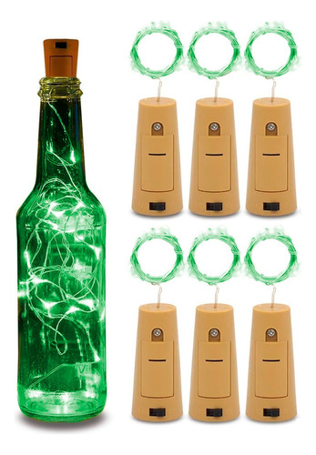 6pcs Lote Serie Luces 20 Led Botella Corcho Decoración 2mts