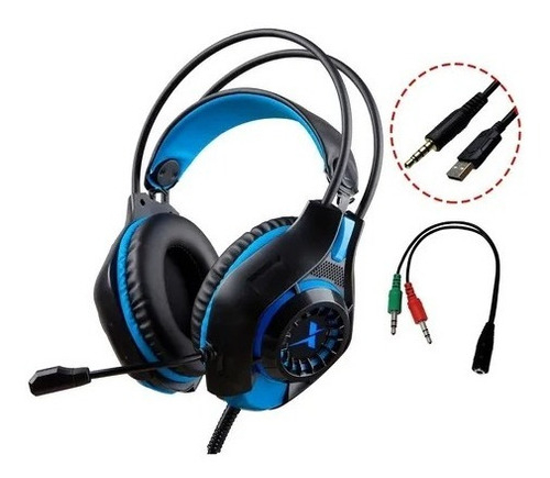 Fone Headset Gamer Usb+p2 C/led Para Ps4/xbox One/pc/not  