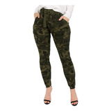 L Pantalones De Camuflaje Tipo Jogger Cargo De Cintura Alta