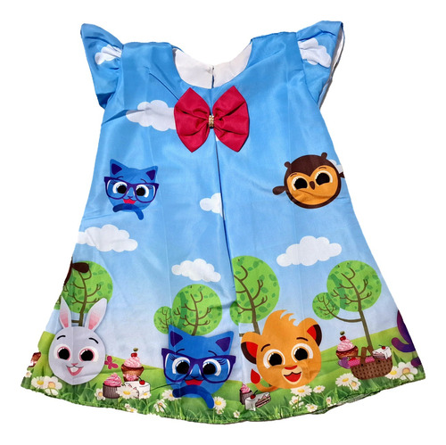 Vestido Trapézio Temático Infantil Menina Festa Bolo Fofos