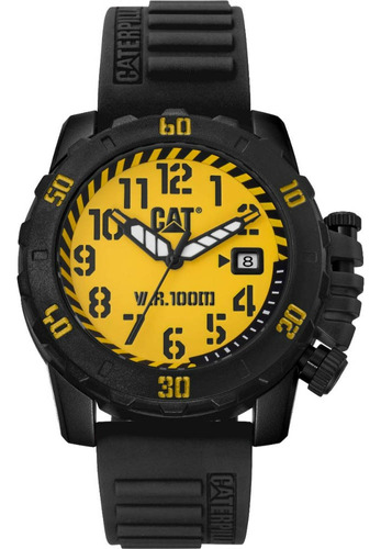 Reloj Caterpillar Hombre Barricade Calendario Sumergible Color De La Malla Negro-amarillo