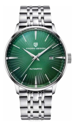 Reloj Pagani Design Automático Verde Y Plata