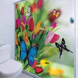 Adesivo Box Banheiro Floral Padrão 2 Folhas Transparente
