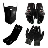 Guantes Pro Biker + Mascara + Guantes 1piel + Medias 1° Fas