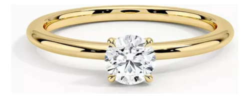 Anel De Noivado Solitário Ouro 18k Diamante 10 Pontos Luxo