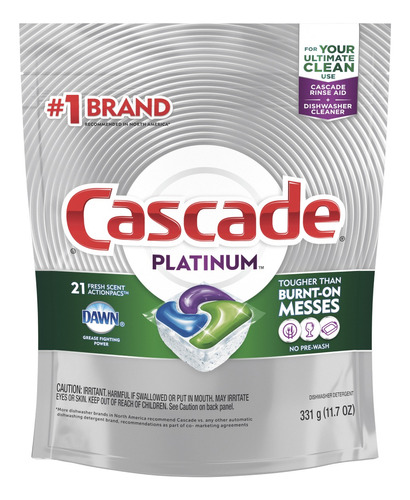 Cascade Platinum Lavavajillas Actions Packs Fresh 21 Unidades