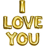 Frase - I Love You - Globos Meralizados 40cm Color Dorado