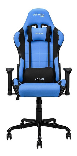 Cadeira Gamer Mx6 Em Tecido Aveludado Ergonômica Mymax Azul