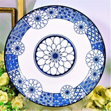 Plato Porcelana Hermoso Decorado Azul Vintage Asimétrico