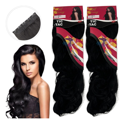 Kit 2 Cabelo Aplique Tic-tac Weng 70 Cm 150g Fibra Orgânica