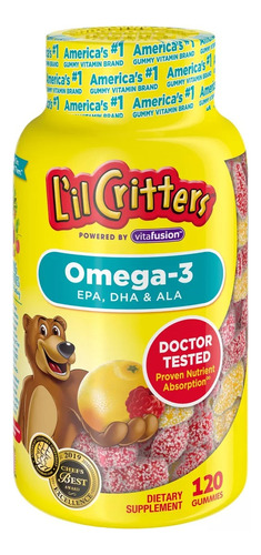 Omega 3 Infantil Lil Critters 120 Gomas Importado Eua