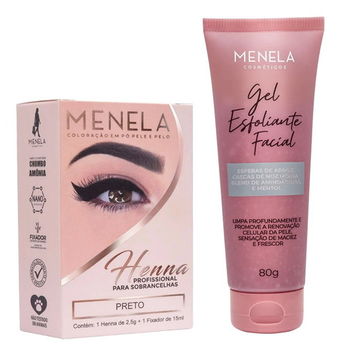 Henna Menela Design Profissional E Gel Esfoliante Facial 80g Cor Preto