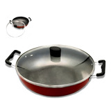 Frigideira Panela Wok Oriental Antiaderente Tampa Vidro 30cm