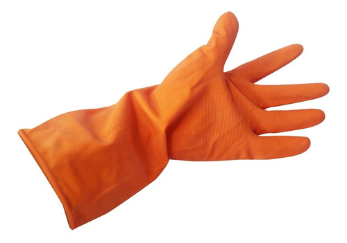 Guantes Limpieza Afelpados Latex Domestico Mediglove Naranja