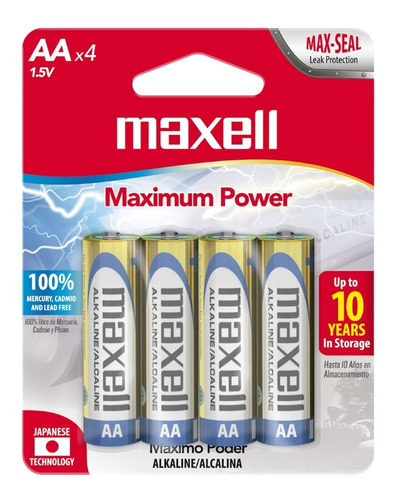 Pilas Alcalinas Maxell Tamaño Aa 4 Unidades - Maxell