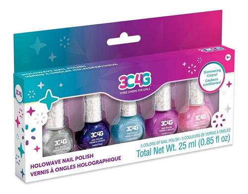 Set De 5 Esmaltes De Uñas Holografico Niñas Make It Real