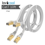 Cable Ethernet Cat 7 De 10 Pies, Color Blanco, Paquete De 2,