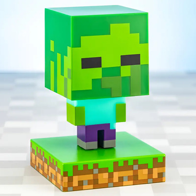 Lampara De Noche Icono De Zoombie Minecraft Luz Decorativa Estructura Verde | Meses sin interés