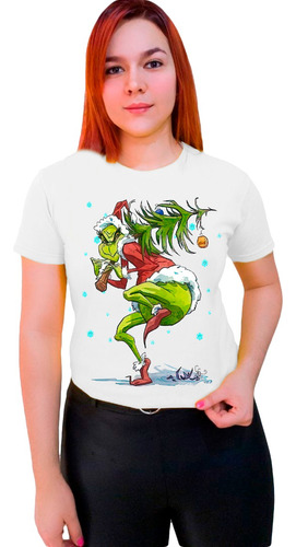 Polera Navideña Grinch Cómica Robo Árbol Navidad Familia 115