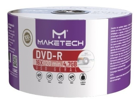 Dvd-r 4.7 16x Com Logo Maketech - 600 Und
