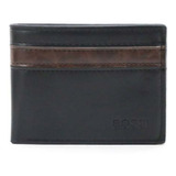 Billetera Hombre Cuero Pu 100% Calidad Premium Caja Color Negro Con Marrón Oscuro | Modelo 15777