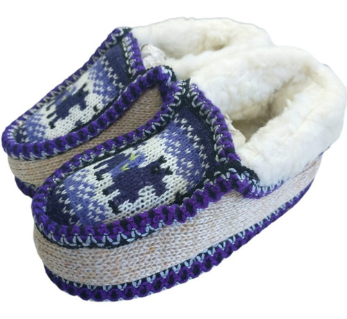 Pantufla Tejida Lana Alpaca Corderito Niño Salta Hornito