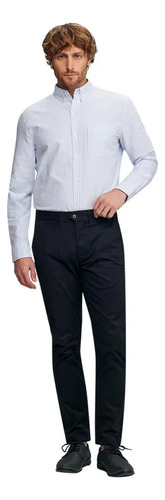 Camisa Manga Larga Casual Hpc Polo Ox38 Azul Rayas Hombre
