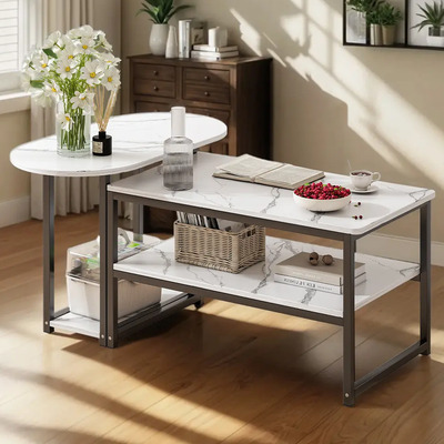 Mesa De Centro Moderna Multiusos Sala O Estancia Bossa De 2 Color Blanco | Meses sin interés