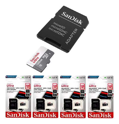 4 Cartão De Memória Sandisk Ultra Com Adaptador - 128gb