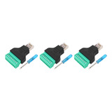 Adaptador Hembra Rj45, 3 Piezas, Terminal De Tornillo, Rosca