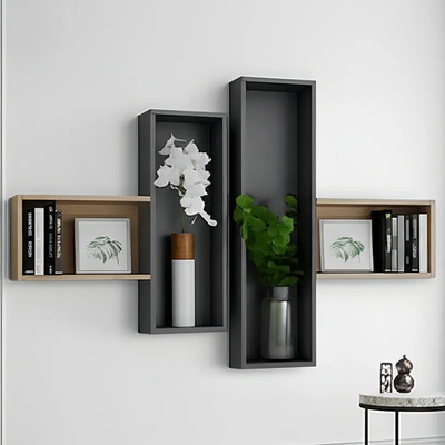 Repisa Cubo RTA Muebles MDP Miel Plata Oscuro Moderna Múltiples Entrepaños | Meses sin interés