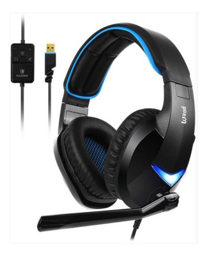 Diadema Gamer Sades Wand Conexi Usb, Sonido 7.1 Para Pc, Ps4 Color Negro