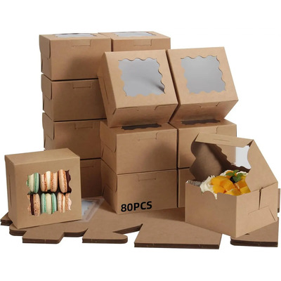 Paquete De 80 Piezas Caja De Cartón Con Ventana,mini Box Para Pastel, Costa Donas, Regalos, Pan, Comida, Galletas Y Postres Ideal Para Empaquetar Regalos Y Alimentos 10 Cm X 10 Cm X 6.5 Cm | MercadoLibre