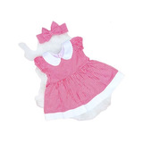 Roupa Vestido Com Tiara Menina Junino Bebe Xadre Conjunto 