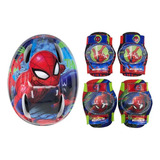 Kit De Casco, Coderas Y Rodilleras Marca Apache, Spiderman.