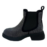 Bota Borcego  Mujer Lady Stork Ona Strass Elastico Urbana  