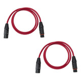 Paquete 2 Cables Xlr 3m Macho-hembra Alta Calidad Rojo Dj