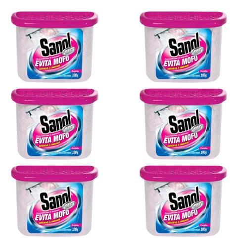 Kit Com 6 Evita Mofo Desumidificado Ambientes Sanol Sec 100g